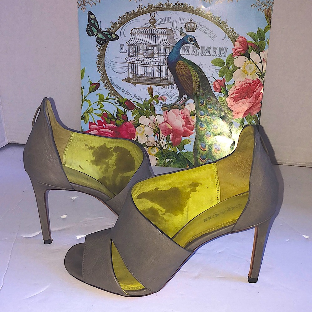 Coach designer heels Manhattan beige taupe color leather rare sz6.5 - Picture 12 of 13